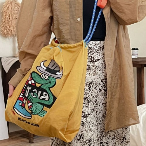 Ball & Chain Embroidery Waterproof Folding Eco-friendly Bag Shopping Bag,Crocodile