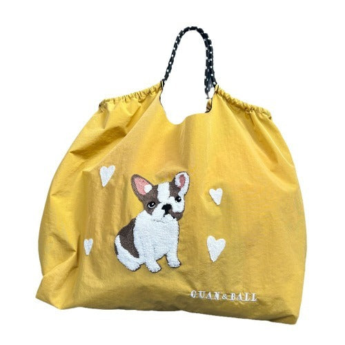 Embroidery Waterproof Folding Eco-friendly Bag Shopping Bag, Cute Dog