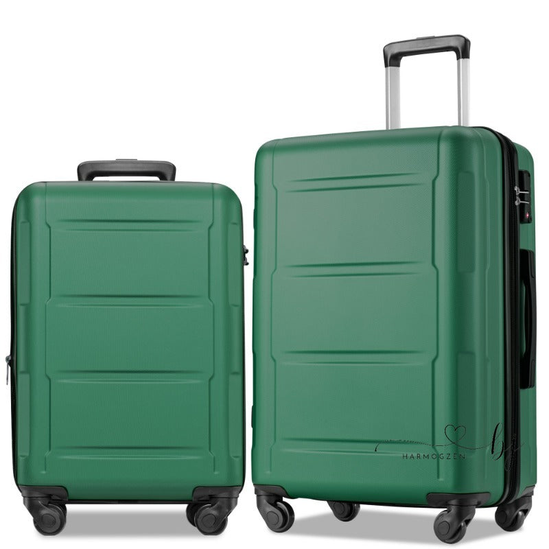 Spinner Wheel 2 Piece Luggage Set ABS Lightweight Suitcase with TSA Lock 20inch+24inch-GREEN