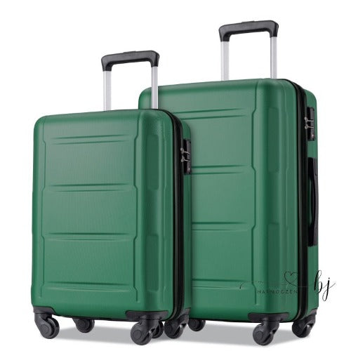 Spinner Wheel 2 Piece Luggage Set ABS Lightweight Suitcase with TSA Lock 20inch+24inch-GREEN