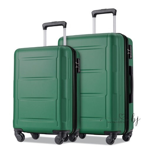 スピナーホイール 2ピース 荷物セット ABS 軽量スーツケース TSAロック付き 20インチ+24インチ グリーン