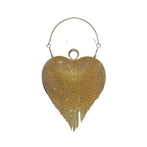 Silver Rhinestone Heart Shaped Evening Bag