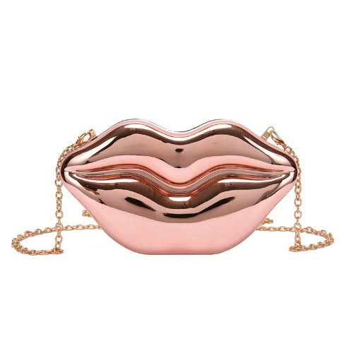 Lip Shape Plastic Party Evening Purse with Chain