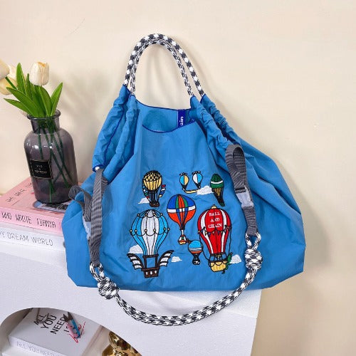 Ball & Chain Embroidery Waterproof Folding Eco-friendly Bag Shopping Bag,Hot Air Balloon