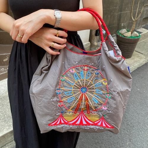 Embroidery Waterproof Folding Eco-friendly Bag Shopping Bag, Ferris Wheel