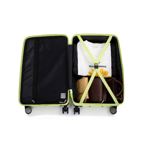 3 Piece Luggage Sets PC+ABS Lightweight Suitcase with Two Hooks 360° Double Spinner Wheels TSA Lock