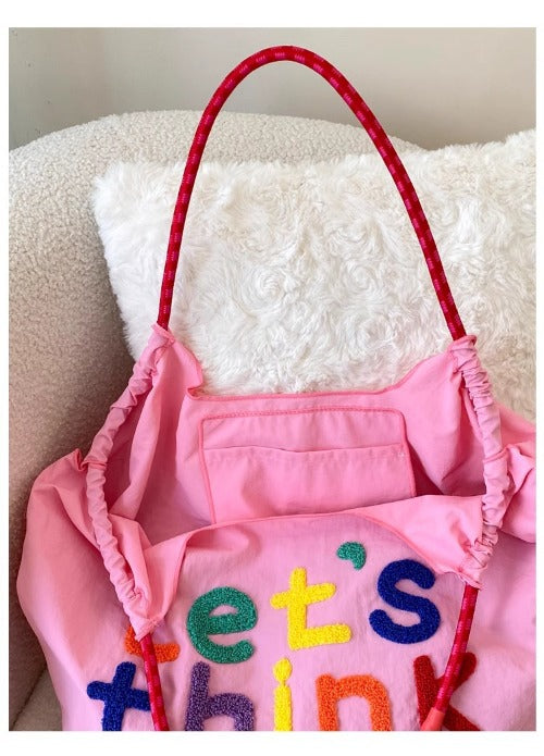 Embroidery Tote Bags Shopping Bag Cute Large Capacity,Letters