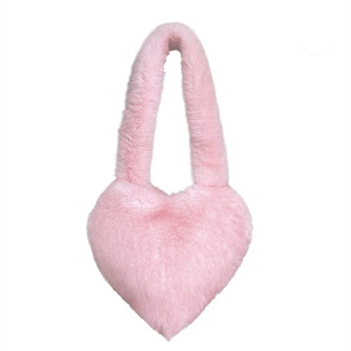 Faux Fur Heart Shaped Clutch