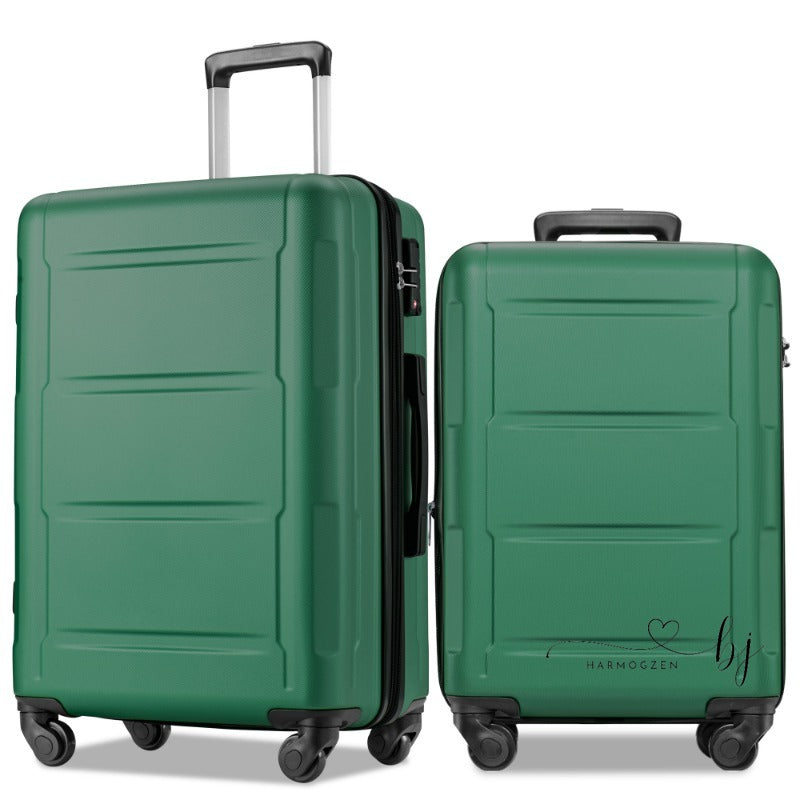 Spinner Wheel 2 Piece Luggage Set ABS Lightweight Suitcase with TSA Lock 20inch+24inch-GREEN