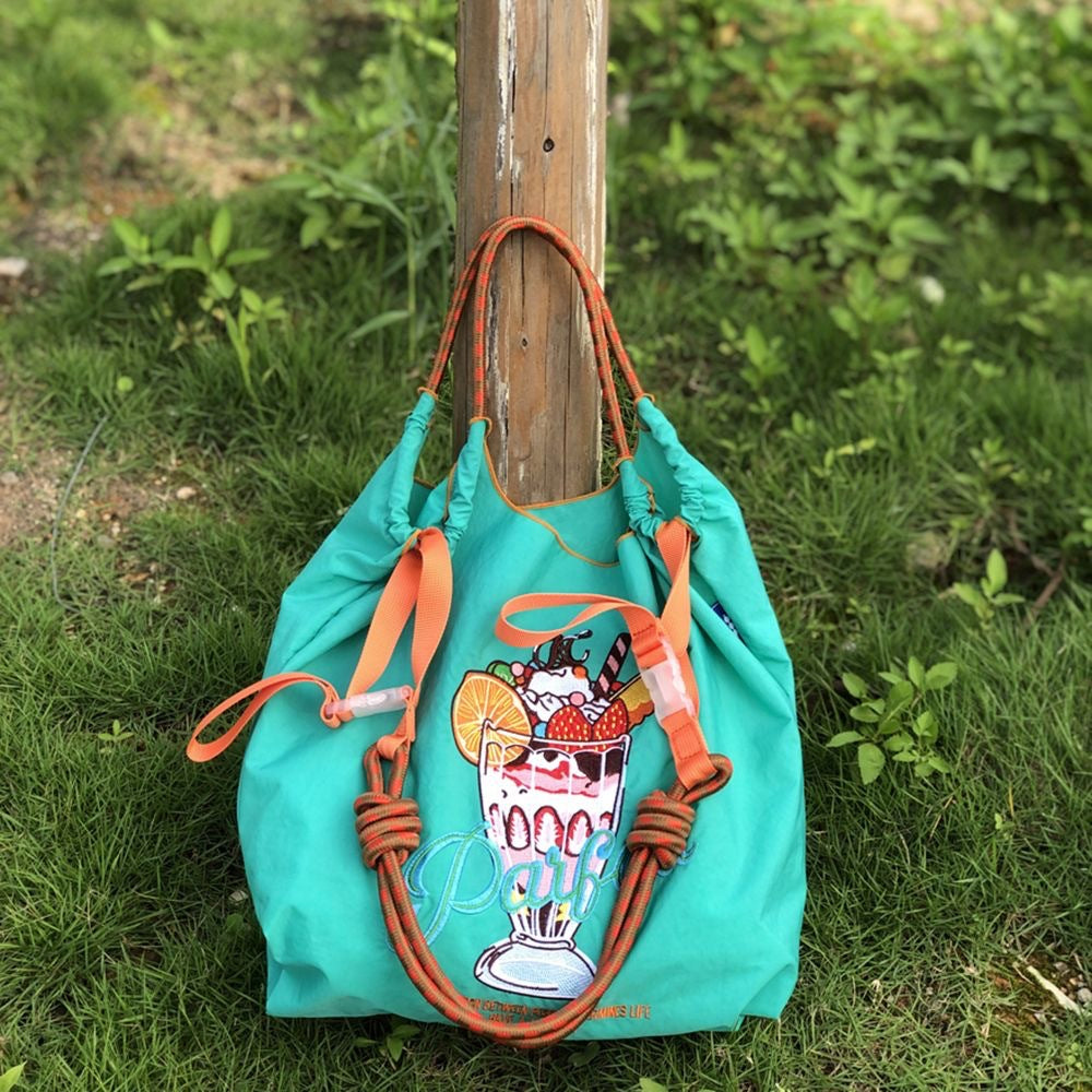 Ball & Chain Embroidery Tote Bags, Cute Shopping Eco Bag, Juice