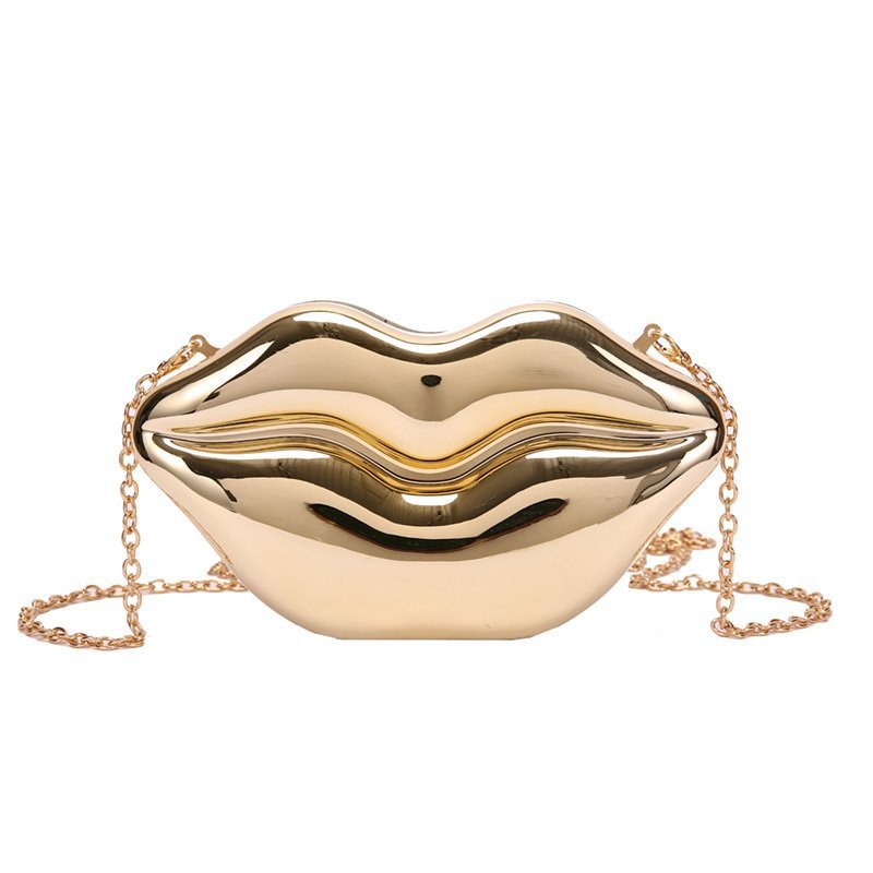 Lip Shape Plastic Party Evening Purse with Chain