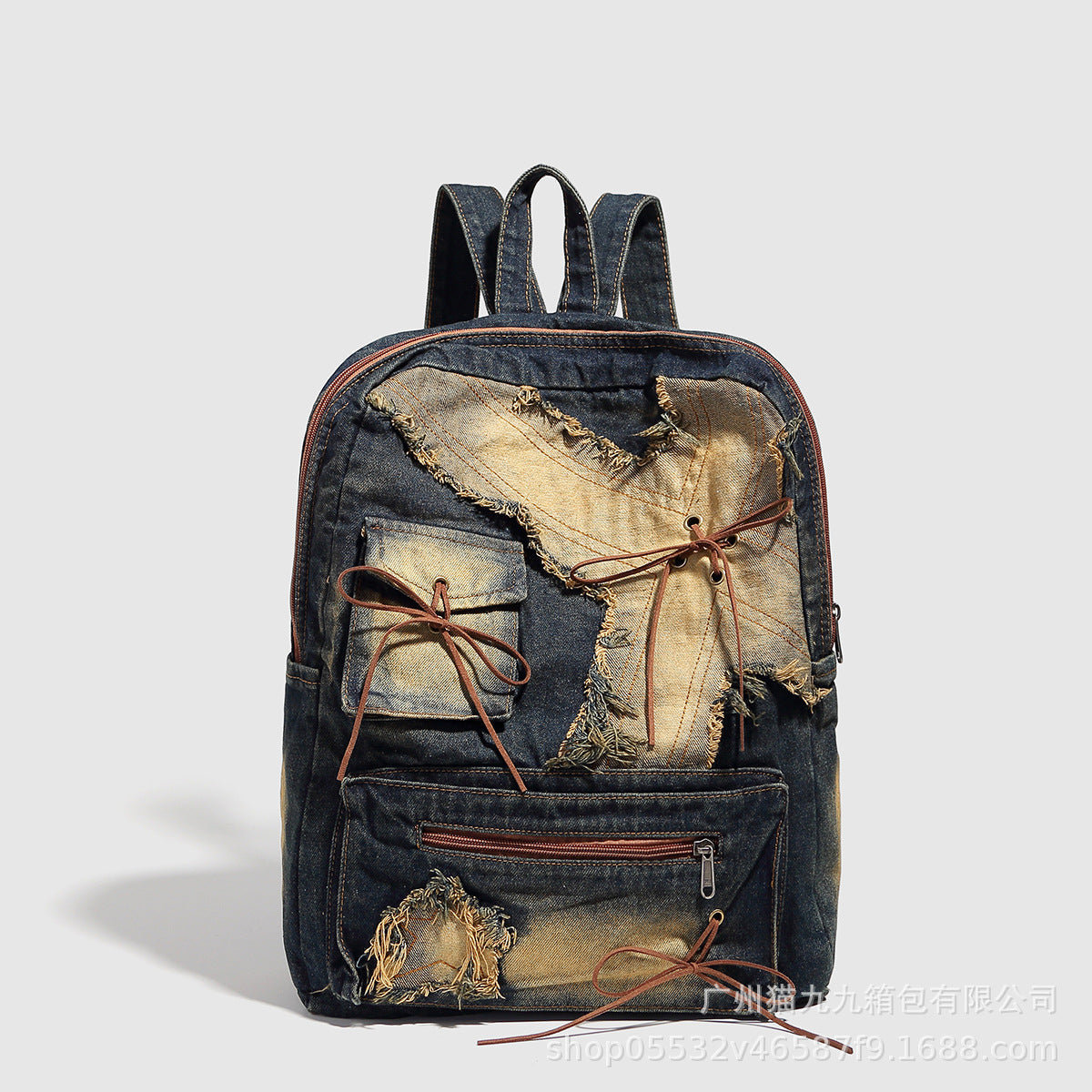 Washed Denim Retro Backpack