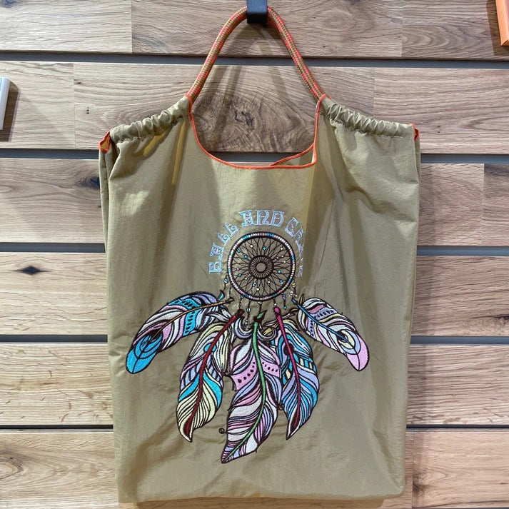 Ball & Chain Embroidery Tote Bags, Cute Shopping Eco Bag,Feathers