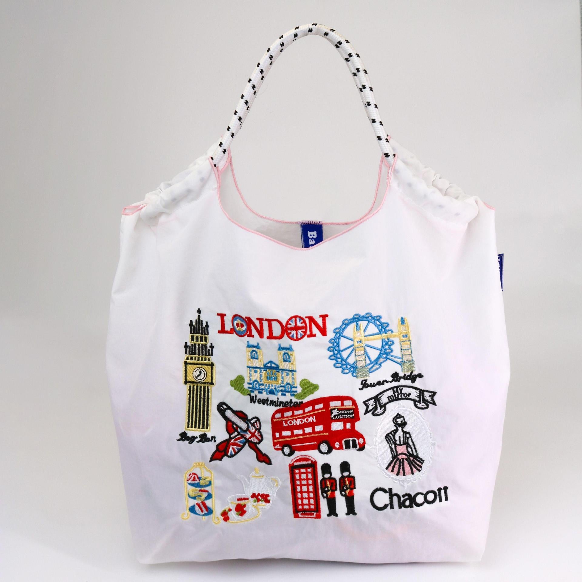 Ball & Chain Embroidery Waterproof Folding Eco-friendly Bag Shopping Bag,London Bus