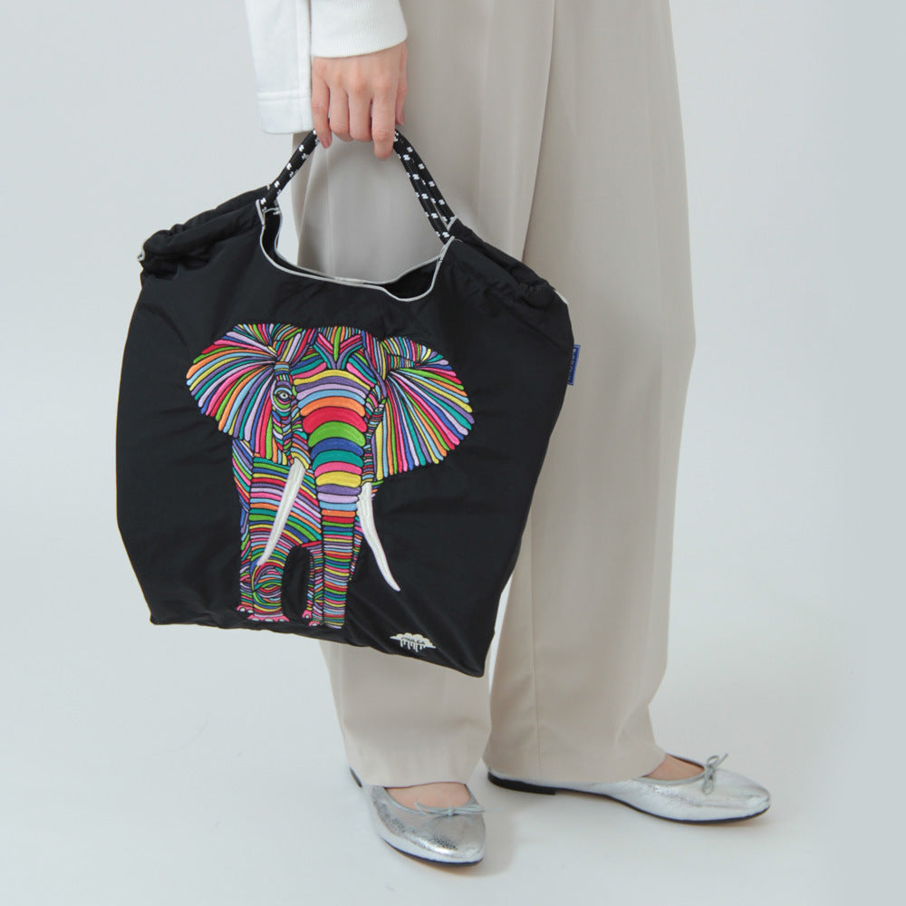 Embroidery Tote Bags Shopping Bag Cute Large Capacity,Elephant