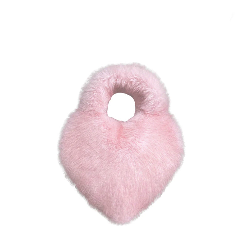 Faux Fur Heart Shaped Clutch