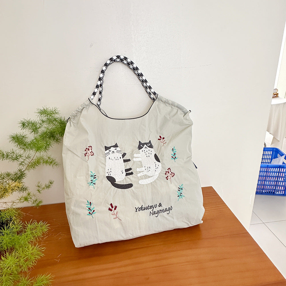 Ball & Chain Embroidery Waterproof Folding Eco-friendly Bag Shopping Bag,Cake