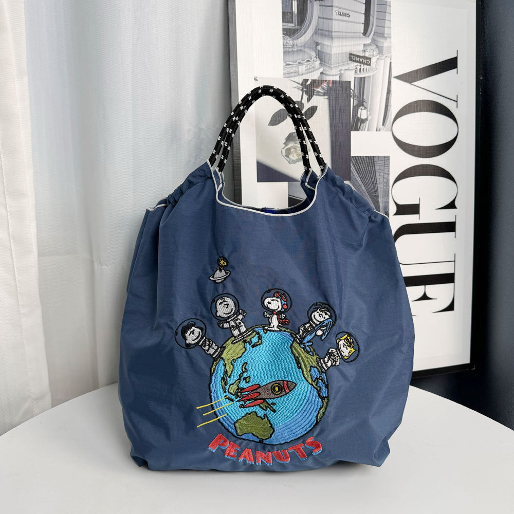 Embroidery Waterproof Folding Eco-friendly Bag Shopping Bag,Spaceman