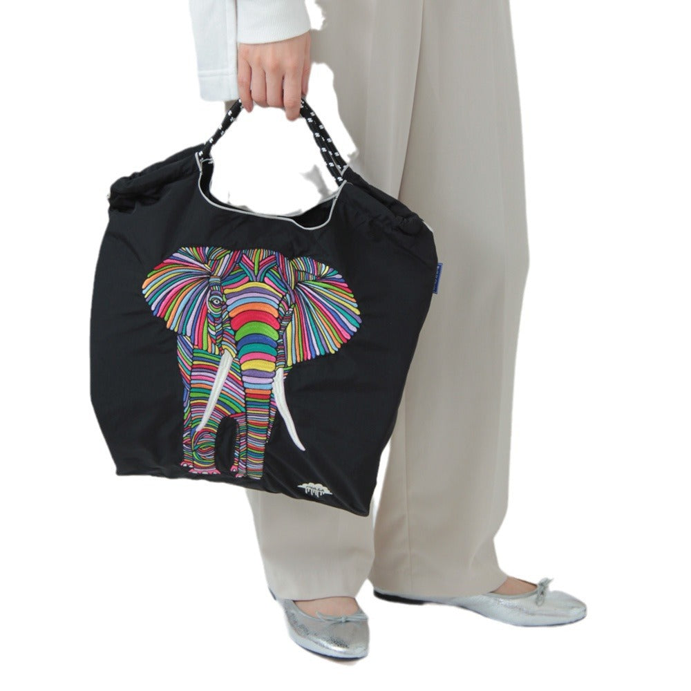 Embroidery Tote Bags Shopping Bag Cute Large Capacity,Elephant