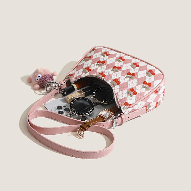 Underarm Bag Cute Pink Cherry Messenger Bag