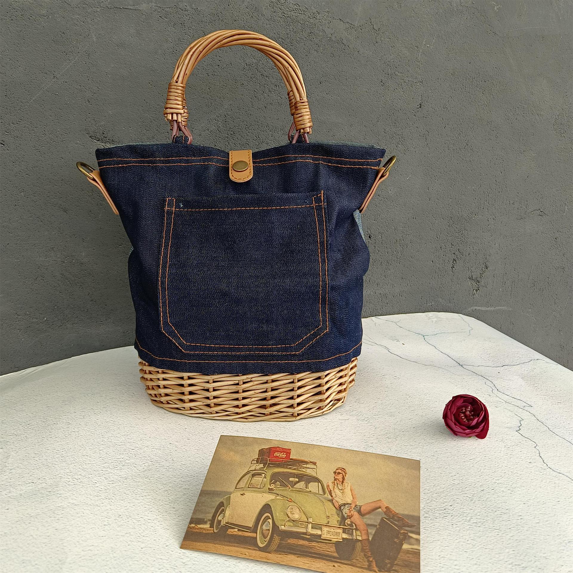 Canvas Basket Tote in Demin