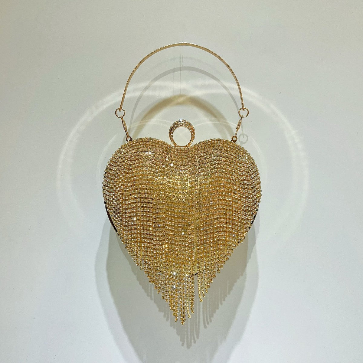 Silver Rhinestone Heart Shaped Evening Bag