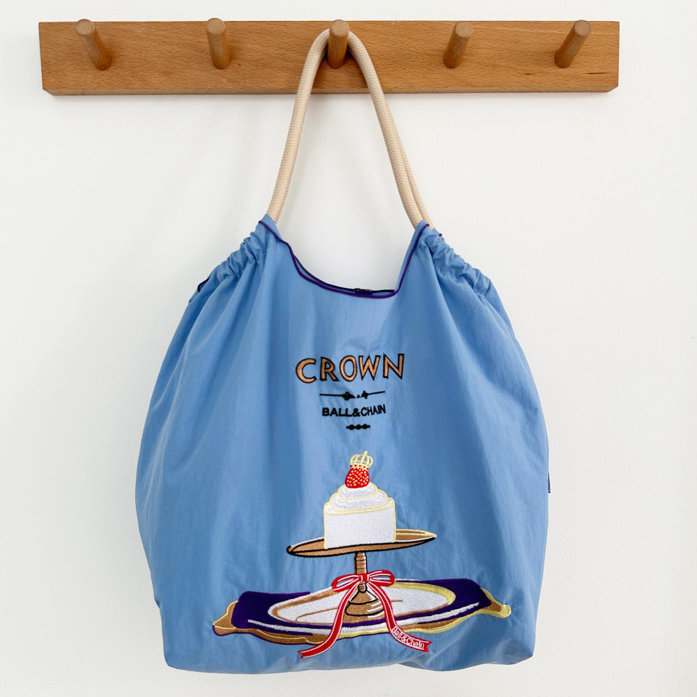 Ball & Chain Embroidery Waterproof Folding Eco-friendly Bag Shopping Bag,Cake