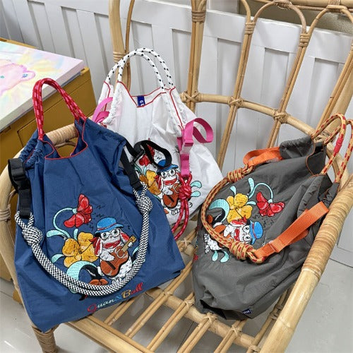 Embroidery Tote Bags Shopping Bag Cute Large Capacity, Literary Rabbit