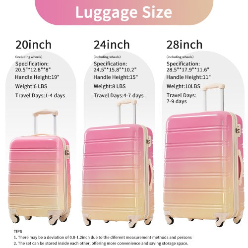 Hardshell Luggage Sets 3 Piece Gradient Color 20