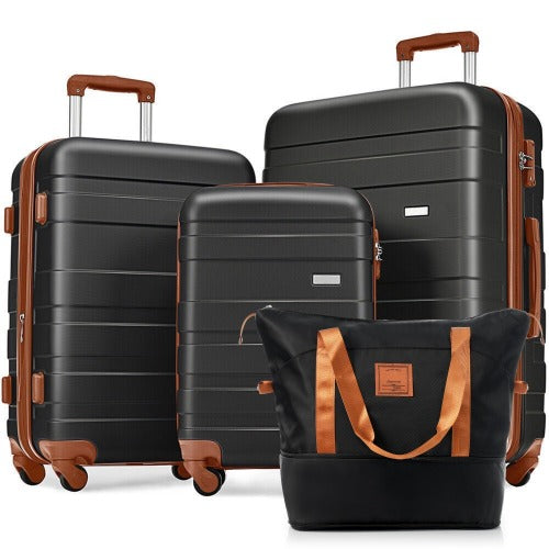 Luggage Sets 4 Piece, Expandable ABS Durable Suitcase with Travel Bag