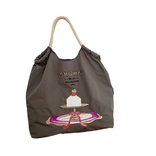 Ball & Chain Embroidery Waterproof Folding Eco-friendly Bag Shopping Bag,Cake