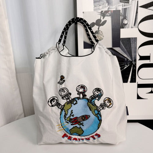 Embroidery Waterproof Folding Eco-friendly Bag Shopping Bag,Spaceman