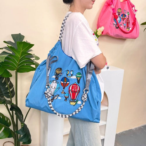 Ball & Chain Embroidery Waterproof Folding Eco-friendly Bag Shopping Bag,Hot Air Balloon