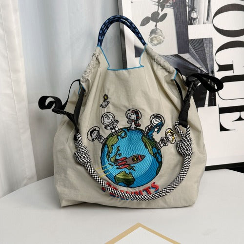 Embroidery Waterproof Folding Eco-friendly Bag Shopping Bag,Spaceman