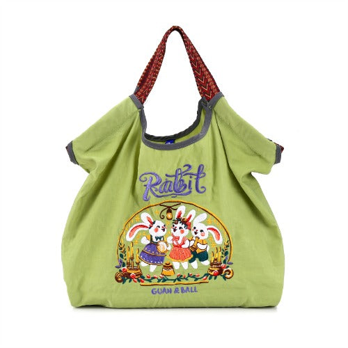 Embroidery Tote Bags Shopping Bag Cute Large Capacity,Animals