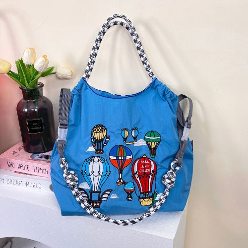 Ball & Chain Embroidery Waterproof Folding Eco-friendly Bag Shopping Bag,Hot Air Balloon