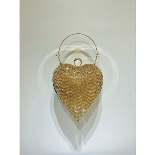 Silver Rhinestone Heart Shaped Evening Bag