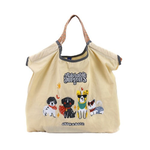 Embroidery Tote Bags Shopping Bag Cute Large Capacity,Animals