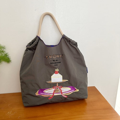 Ball & Chain Embroidery Waterproof Folding Eco-friendly Bag Shopping Bag,Cake