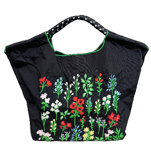 Ball & Chain Embroidery Waterproof Folding Eco-friendly Bag Shopping Bag,Flowers