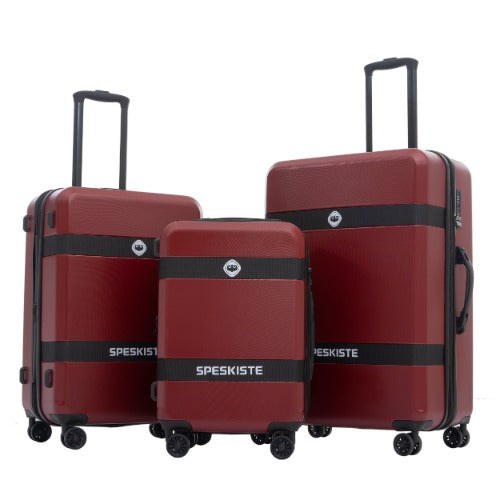 Luggage Sets Expandable ABS+PC 3 Piece Sets with Spinner Wheels Lightweight TSA Lock (20/24/28) Red