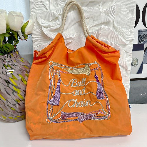 Embroidered Shopping Bag Cute Large Capacity,Tassel