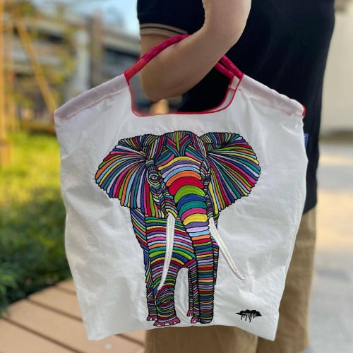 Embroidery Tote Bags Shopping Bag Cute Large Capacity,Elephant