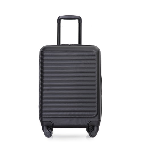 20インチ機内持ち込み手荷物軽量スーツケース、スピナーホイール、ブラック