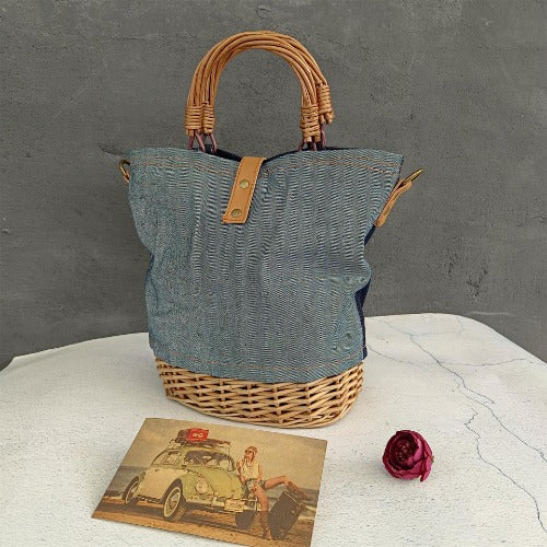 Canvas Basket Tote in Demin