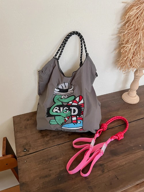 Ball & Chain Embroidery Waterproof Folding Eco-friendly Bag Shopping Bag,Crocodile