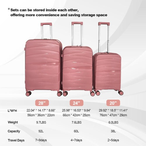 Hard shell luggage, 3-piece set, with TSA Lock, 20 inches 24 inches 28 inches