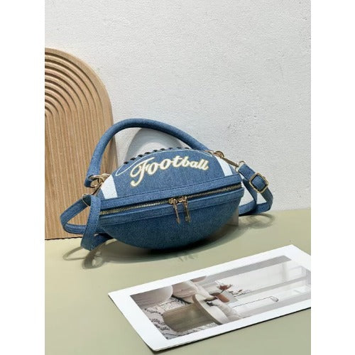 Y2k Football Shaped PU Leather Rugby Purse