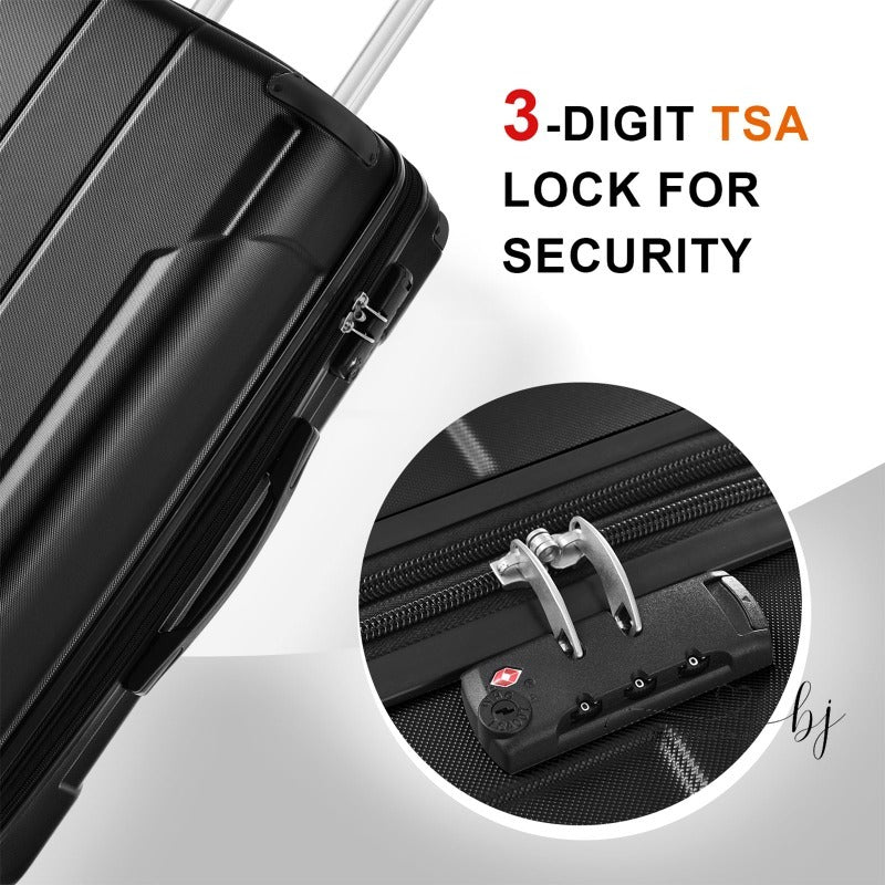 24'' Lightweight Expandable Hardshell Luggage Spinner Suitcase with TSA Lock, BLACK