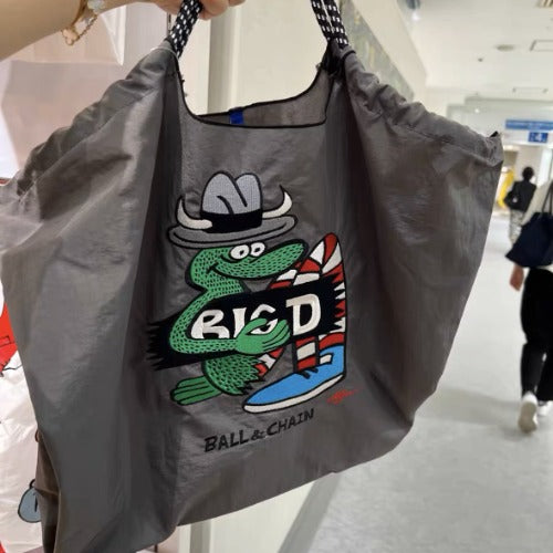 Ball & Chain Embroidery Waterproof Folding Eco-friendly Bag Shopping Bag,Crocodile